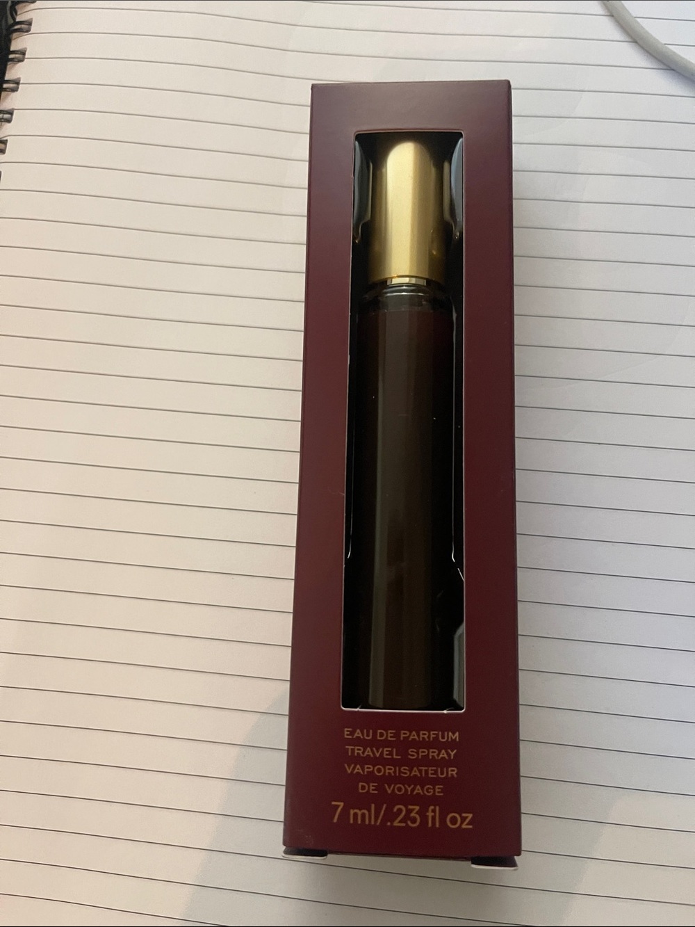 Victoria's Secret Travel Spray in Deep Burgundy with Gold Cap